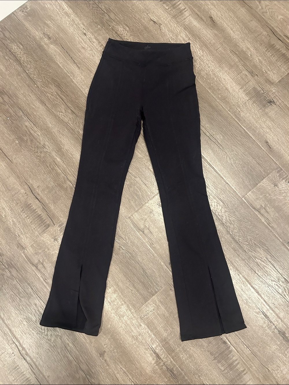 ALO Yoga Black Flared Split-Hem Leggings